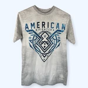 American Fighter Oakview T-Shirt Gray Blue Graphics Men's Size Small